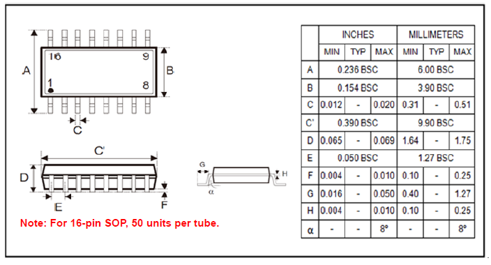 NY8A062AS16封装尺寸图 NY8A062AS16封装尺寸图